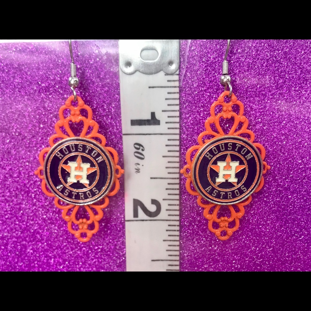 Metal Lace Orange Houston Astros earrings